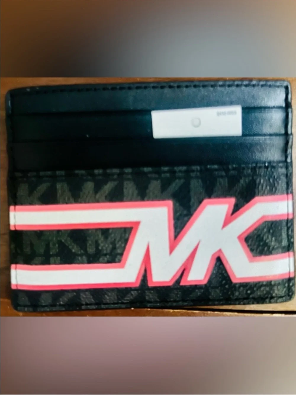 Michael Kors Black Cardholder with Red and White MK Graphic